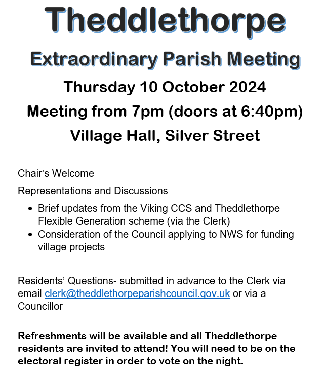 Extraordinary Parish Meeting 10 Oct 24 Theddlethorpe All Saints And